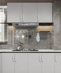Modern kitchen with 10 Pack 4 Inch Brushed Satin Nickel Cabinet Handles And Pulls For Kitchen Cabinets And Cupboards installed.