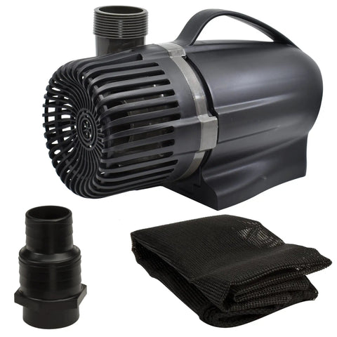 Heavy Duty 3600 GPH Pond Waterfall Pump With 170W Low Energy Power ETL Listed Premium Ceramic Shaft And Flex Impeller with accessories.