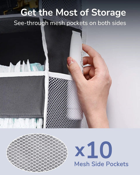 Rock Solid Over The Door Organizer With Five Roomy Compartments And Ten Ventilated Mesh Sleeves For Keeping Things Straight Heavy Duty Hanging Closet Rack For Toys Shoes And Essentials Dark Grey