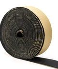 Close-up of Pipe Wrap Insulation Tape For Hot And Cold Pipes Waterproof Foam Adhesive 33 Feet Long And 2 Inches Wide One Eighth Inch Thick Prevents Condensation And Freezing For Diy Home Plumbing Projects, showing the roll with exposed black foam edge.