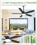 52 Inch Outdoor Ceiling Fan With Light And Remote IP65 Wet Rated 3-color temperature settings in living room view