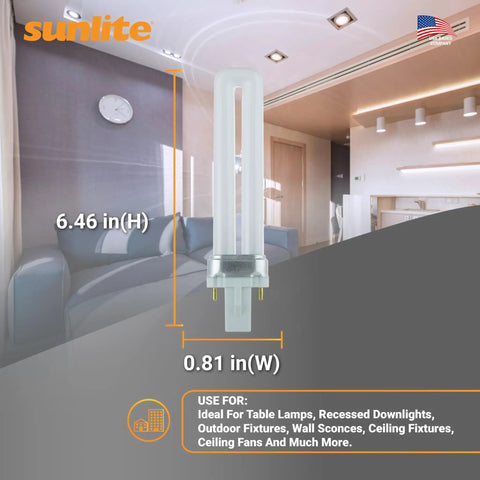 Compact Fluorescent U Shaped Twin Tube Light Bulb 13W 120V 720 Lumens 2 Pin GX23 Base Daylight 6500K 10 Pack office use