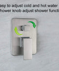 Control panel of Top Notch Brushed Nickel Shower System With A 10 Inch Rain Head 3 Function Wall Mount Fixtures Waterfall Tub Spout Handheld Shower 60 Inch Hose Stainless Steel Brass Components For A Modern Bathroom, easy to adjust functions