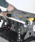Heavy Duty Folding Workbench With 1,000 Lb Capacity DIY Friendly Portable Shop Table used for sawing metal pipe securely