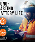 Worker wearing Ultra Bright USB C Headlamp With 1080 Lumens Dual Beam Flood And Spot Modes, showcasing 10 hour battery life.