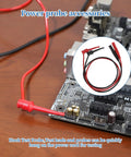 27 Piece Multimeter Test Leads Probes Kit With Big And Small Alligator Clips, showing hook probe connected to motherboard