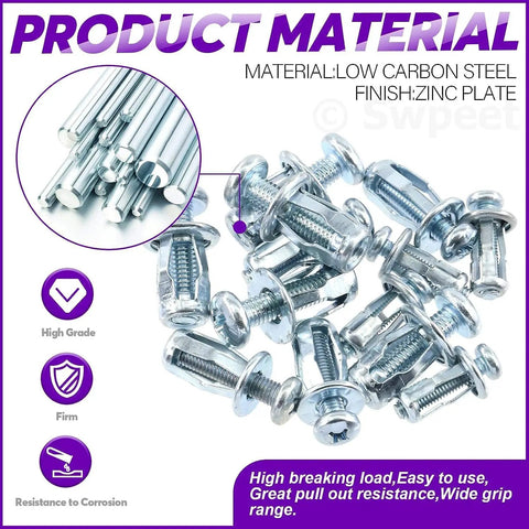 Petal Nut Set 80 Pieces M4 M5 M6 Expansion Jack Nuts With Screws For License Plates And Hollow Wall Mounts Galvanized Metal