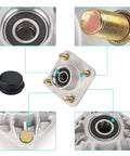 Detailed view of 2 Pack Front Wheel Hub Assembly For Club Car DS And Precedent Golf Carts 2003 And Up Includes Bearings Races Oil Seals Dust Covers Lug Bolts Replacement Kit