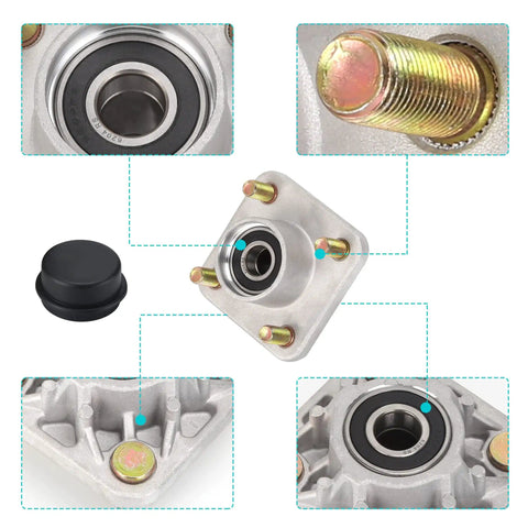 Detailed view of 2 Pack Front Wheel Hub Assembly For Club Car DS And Precedent Golf Carts 2003 And Up Includes Bearings Races Oil Seals Dust Covers Lug Bolts Replacement Kit