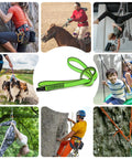 Heavy Duty 18mm Nylon Climbing Sling Runner 23kN CE2008 EN566 Rated For Rock Climbing Mountaineering Rappelling Swing And Yoga Hammock Gray 30cm 12inch Pack Of 2, shown in various outdoor and indoor activities