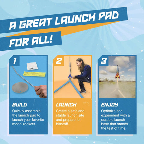 Steps to use PS II Model Rocket Launch Pad For Mid Powered Rockets Ready To Blast Off With A 60 Inch Threaded Steel Launch Rod PVC Leg System And A 5 Inch Galvanized Mount Essential Rocket Kit Accessory For Ages 10 And Up