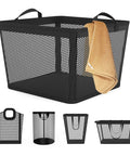 Ultra Large 58.4L Collapsible Laundry Basket With Waterproof PEVA Liner featuring sturdy mesh design, easy fold storage, handles, and towel.