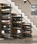 Heavy Duty Vertical Pull Out Shoe Rack With Slick Glide Sliding Trays For Hassle Free Casual Kick Keeper Setup And Clutter Free Closet Organized Smart Home Upgrade in a modern entryway
