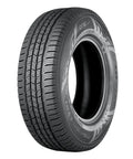 Road Ready LT245/75R16 Highway Terrain Tire Loaded For Heavy Duty Light Trucks With All Season Grip Featuring Ten Ply Rated Radials, side view showing tread design.
