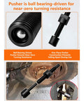 Heavy-Duty 5-Piece Dual Wheel Separator Kit with 11-Thread Pusher in action separating truck wheels.