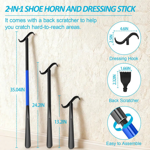 Senior Daily Living Assist Kit No Bending Sock Aid Foldable Reacher Grabber with dressing stick and back scratcher