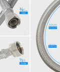 Close-up of Two Pack 24 Inch Braided Stainless Steel Faucet Supply Line With Three Eighths Inch Compression To One Half Inch FIP Connector