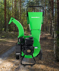 Beast Mode Gas Powered Wood Chipper Shredder Mulcher With 20 To 1 Reduction Ratio in forest path