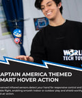 Child controlling Captain America Big Head Helicopter Toy With Motion Sensors For Kids 6 And Up Official Marvel Licensed