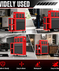 8 Drawer Rolling Tool Chest Built Like A Tank Heavy Duty Metal Tool Cabinet On Wheels With Locking Sliding Drawers Detachable Top Box And Side Hooks For Garage Workshop Repair Room Warehouse Red in garage