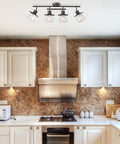 Kitchen with 4 Light Track Lighting Kit in Dark Bronze with Clear Glass Bell Shades, Ceiling Light Fixture for Kitchen and Dining Room, LED Bulb Compatible, No Fuss Install, Modern Farmhouse Look.