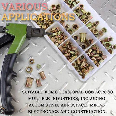 Top Notch JONMON M3-M12 Rivet Nut Assortment Kit With 230 Pieces Carbon Steel Flat Head Blind Rivnuts Threaded Inserts For Metal Furniture And Flush Projects, rivet nut tool and assorted inserts