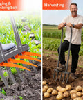 Beast Of A Broad Fork Garden Tool With 9 Tines Heavy Duty Ergonomic U Shaped Handle In Use For Digging And Harvesting Soil