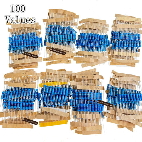 1 Watt Resistor Kit With 1000 Piece 100 Values Metal Film Resistors From 1 Ohm To 1 Meg Ohm 1 Percent Tolerance For Arduino DIY Nerds