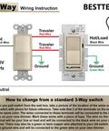 3-way wiring instruction for Matte Brown Dimmer Switch Pack Of 10 For Single Pole Or 3 Way Install, LED CFL Compatible