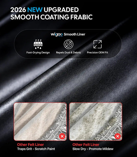 Close-up of smooth lining fabric for Tesla Model Y Car Cover All Weather Outdoor Protection With Waterproof UV Sun And Heat Shield