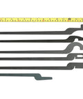 Rapid Tongs Bundle Set For DIY Blacksmithing showing 6 Types Of Forging Tongs with measuring tape, black steel, mild steel blanks.