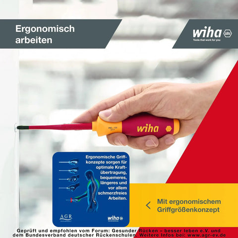 VDE Insulated Slotted And Phillips Slim Fix Screwdriver Set in use with ergonomic handle on a screw