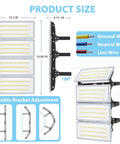 Product dimensions and wiring guide for 2 Pack 400W LED Flood Lights 40000lm 7000K Daylight Ultra Bright Outdoor Security Lighting
