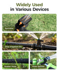 Sprinkler, drip irrigation kit, soaker hose, and hose splitter used for Three Zone Brass Sprinkler Timer For Lawn And Garden