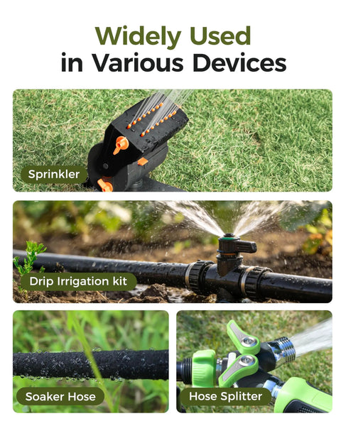 Sprinkler, drip irrigation kit, soaker hose, and hose splitter used for Three Zone Brass Sprinkler Timer For Lawn And Garden