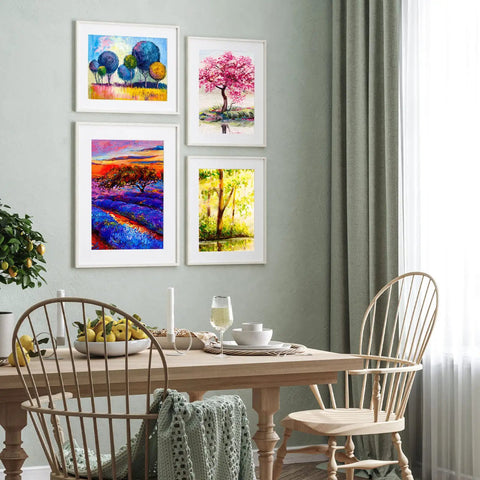 Dining room with framed art using 100 Pcs Sublimation Blanks For Picture Frames Eight Point Five By Eleven Inch Canvas Sheets