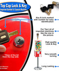 Replacement Lock And Key Set For Gumball Machines Top Lid Locks With Flat Keys Includes 2 Locks And 4 Keys Metric Thread M6 1.0