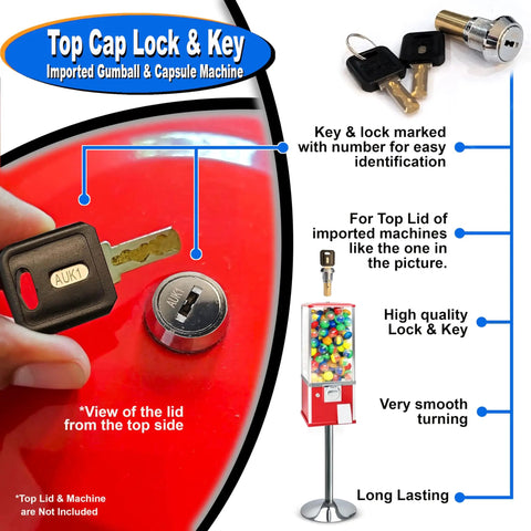 Replacement Lock And Key Set For Gumball Machines Top Lid Locks With Flat Keys Includes 2 Locks And 4 Keys Metric Thread M6 1.0