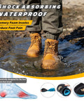 Waterproof Steel Toe Work Boots For Men 6 Inch Leather Construction Boots With Non Slip Outsole Safety Boots For Job Sites Indestructible Yet Lightweight Wheat Color Mens Work Shoes US Size 10.5