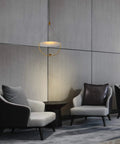 16 Inch Integrated LED Pendant Lighting Fixture In Antique Brass With Adjustable Cable Height For Sloped Ceilings in modern lounge