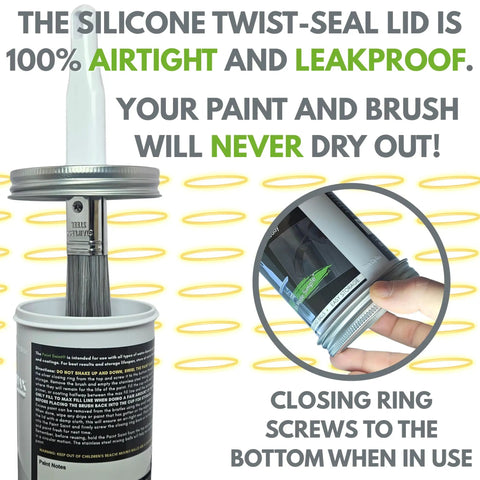 Airtight Touch Up Paint Container With Built In Brush Mess Free Storage Quick Touch Ups 5 Pack silicone twist-seal lid demonstration