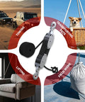 Heavy Duty Rope Hoist With Pulley Block And Tackle 4400Lb Capacity 65ft 8 To 1 Lifting shown with multiple uses like towing and lifting.