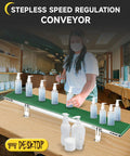 39 Inch Desktop Belt Conveyor With Stepless Speed Control And PVC Belt in a home packaging setup.