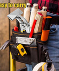 Pro Grade 3 Inch Curved Jaw Offset Hand Seamer in tool belt with tools for sheet metal bending and flattening.