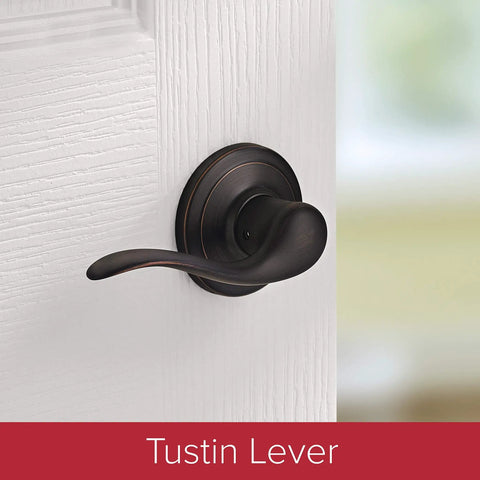 Avalon Front Door Handleset With Reversible Interior Lever No Fuss Non Locking Exterior Entry Handle in Venetian Bronze