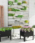 Black 14 Inch Elevated Planter Box With Legs For Outdoor Use Sturdy Metal Raised Garden Bed For Veggies, Herbs, And Flowers