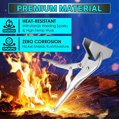 10 Inch Heavy Duty Locking Sheet Metal Clamp For Welding And Metalwork With Adjustable Opening Nickel Plated Carbon Steel