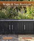 Waterproof Resin Shoe Bench With Adjustable Shelves, outdoor black 3-door cabinet, rustic industrial style under rain