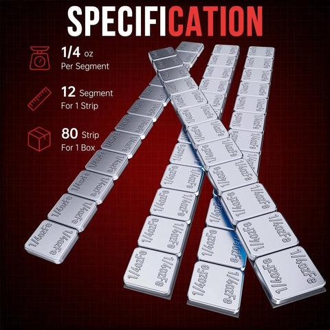 Adhesive Stick On Wheel Weights 0.25 Oz Chrome Finish 960 Pieces Lead Free Zinc Coated Rust Resistant And Weather Proof For Car Truck Wheel Balancing And Easy Install, 1/4 oz segments