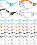 Bulk 48 Pairs Clear Safety Glasses Anti Fog Eyewear For Men And Women, Scratch Resistant, 4 color options shown.